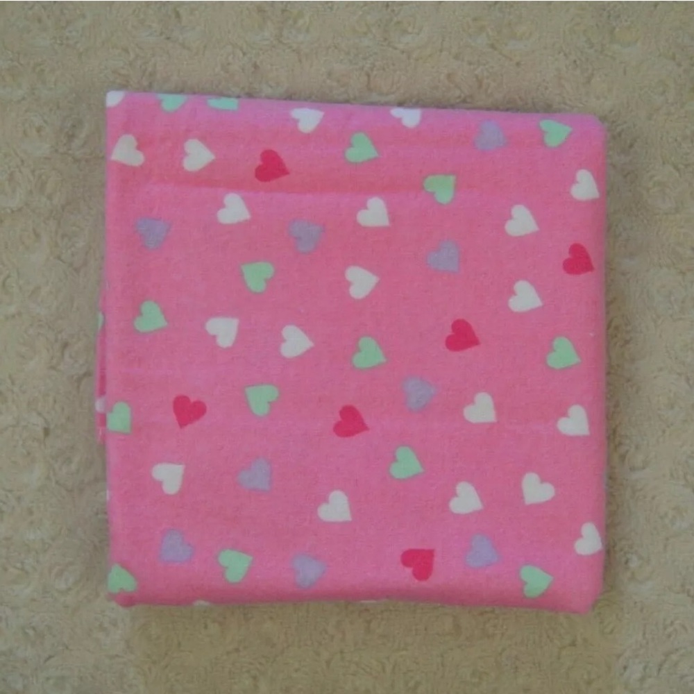 Kidgets Hearts Print Baby Receiving Blanket Pink White Green Purple Flannel